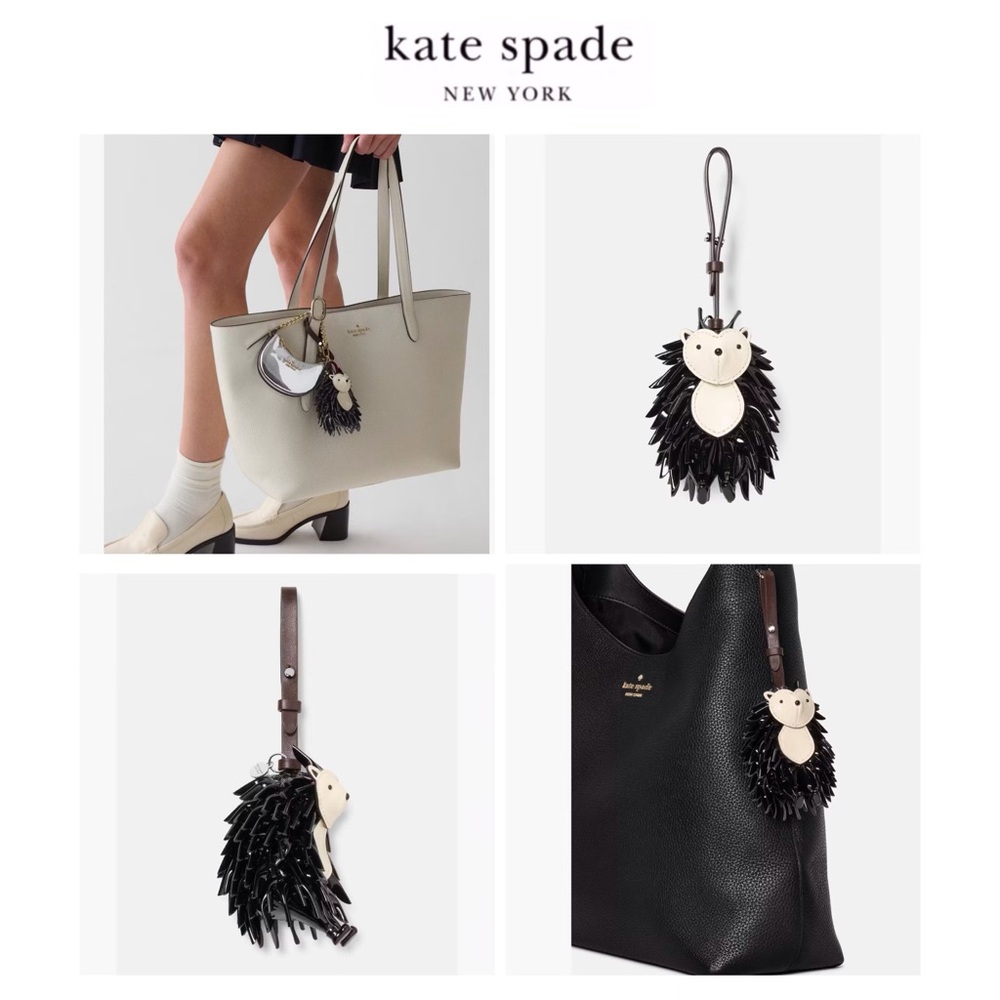 NWT Kate Spade ♠️CRITTERS STEVIE HEDGEHOG Patent Leather Keychain Tag/Tissue
